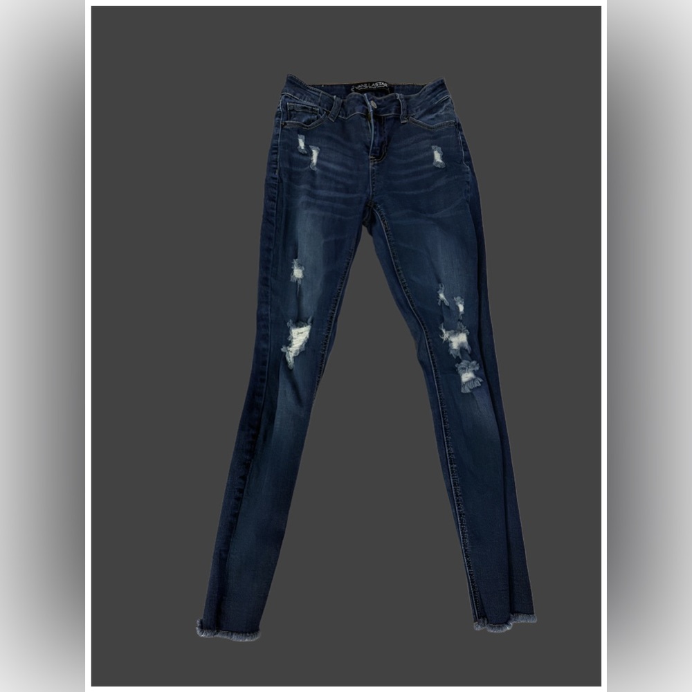 Dark blue ripped jeans